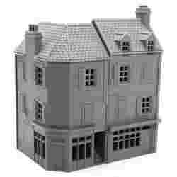 Normandy Commercial Corner House - Wargaming Terrain / Model Railroad Building