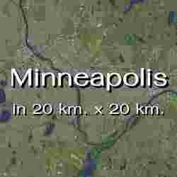 Minneapolis USA in 20 km. x 20 km. - city and urban