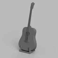 1/12 Scale Acoustic Guitar And Stand for Dollhouses and Miniature Projects (commercial license)