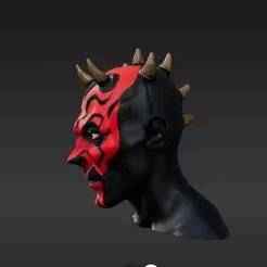 1/12 Scale Horned Warrior Headsculpt - Fierce Crimson Demon Custom Action Figure Head