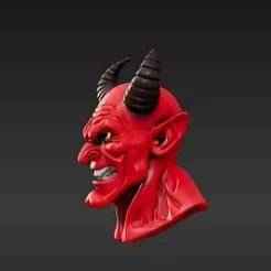1:12 Scale Raging Fiend Headsculpt - Custom Action Figure Part, Highly Detailed Demonic Face with Horns