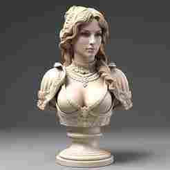 100mm Fantasy Lady Bust: Detailed 3D Print Model