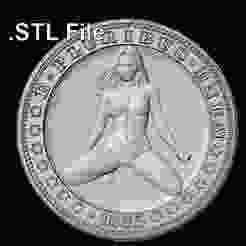 1885 Coin Nude .STL File for 3D Print or CNC File Only B4 C Low Relief