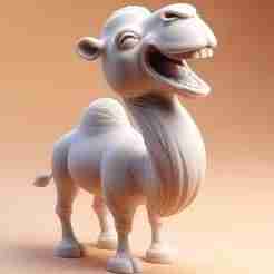 2128-2 Laughing Camel - 3D Printed Full-Figure Statue, pug, dachshund, poodle, cat, monkey, camel, beagle, crocodile, lion, fox, bull terrier, pomeranian, galgo, wolf, doberman pinscher, newfoundland, elephant, donkey, german shepherd