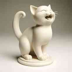 2134 Laughing Cat - 3D Printed Full-Figure Statue, pug, dachshund, poodle, cat, zebra, camel, beagle, peacock, lion, fox, bull terrier, pomeranian, galgo, wolf, doberman pinscher, newfoundland, elephant, crocodile, german shepherd