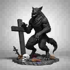2219 COLORFUL Werewolf Howling - 3D Model, magic, dragon, serpent, mask, gnome, gorgon, venetian carnival, wild, fox, monster, cat, fair, witch, werewolf, horror, beast, snake, troll, skeleton dance
