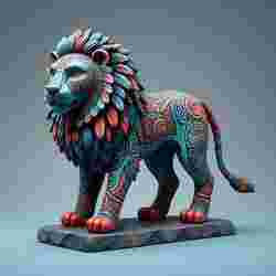 2294Laughing Lion with Majestic Mane  Full Color Totem