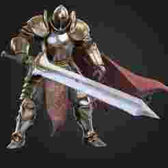 3D Printable Knight Fighter Miniatures STL Pack | 28mm Scale Armored Champions with Greatswords | Tabletop RPG, D&D, Pathfinder Models