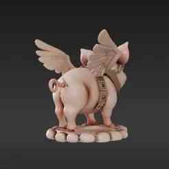 3D Printable Steampunk Pig Figure – Flying Pose & Collectible Model