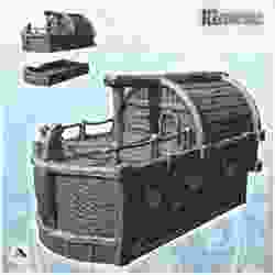 Boat-shaped building with wooden walls and rope balcony (5) - Medieval Gothic Feudal Old Archaic Saga 28mm 15mm