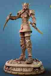 Female Human Fighter with Two Swords 3D Model