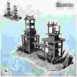 Fortified outpost with two wooden towers and footbridge (2) - DnD Wargaming Medieval War of the Rose Saga