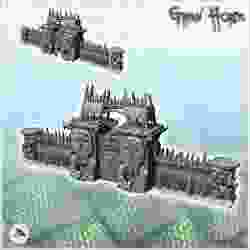 Great orc wall with shooting platforms and wooden battlements (2) - Ork Green Horde Fantasy Beast Chaos Demon Ogre