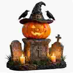 Halloween Decoration  Haunted Pumpkin in the Cemetery