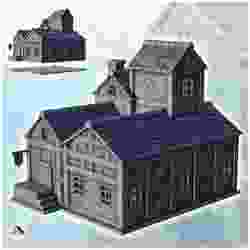 Large medieval building with double roof, tower and flag (12) - Pirate Jungle Island Beach Piracy Caribbean Medieval