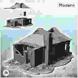 Modern house with tin roof and external chimney (ruined version)  (props included) (9) - Cold Era Modern Warfare Conflict World War 3 WW2 WW3