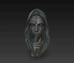 Mystical Hooded Woman Bust 3D Model - Silence Statue
