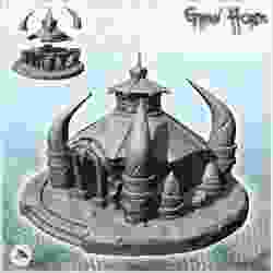Orc yurt with stone door on platform (4) - Ork Green Horde Fantasy Beast Chaos Demon Ogre