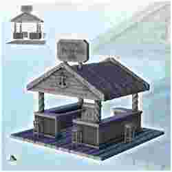 Outdoor wooden pirate bar with chairs and roof (5) - Pirate Jungle Island Beach Piracy Caribbean Medieval