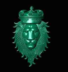 Regal Lion Head with Crown - Detailed 3D Sculpture Model