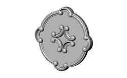 Round carved detailed corners scroll arc frame rosette relief