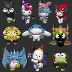 Sanrio x Yugioh 10 figuras and bases
