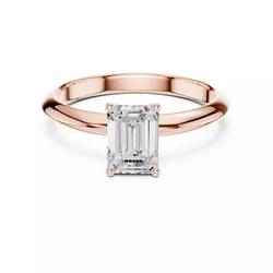 Solitaire Emerald Cut Diamond Knife Edge Wedding Ring File Video