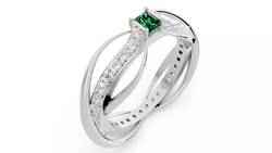 Square Emerald Cut Waves and Rocks Ring