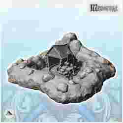Underground mine entrance with rail turn and wooden crane (5) - Medieval Gothic Feudal Old Archaic Saga 28mm 15mm