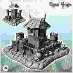Wooden fortified tower of chaos with floor and door surmounted by a skull (10) - Ork Green Horde Fantasy Beast Chaos Demon Ogre