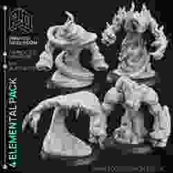 4 Elemental Paketi - DESTEKLİ - 32mm ölçek - D&amp;D
