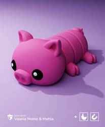 Sevimli Flexi Pets Domuz (Anahtarlık ve Mıknatıs)