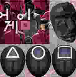 Squid Game Ön adam ve Askerler (tam + katlanır) maskeleri