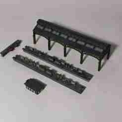 2 track canopy with platforms for t and z scale model trains.