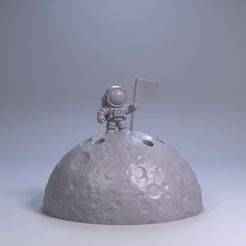 Astronaut Moon Crater Pen Holder – Space Desk Organizer STL File 3D Printable