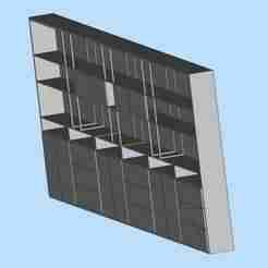 Bookshelf scene bookshelf display cabinet 02 background wall 1/64 scene digital model