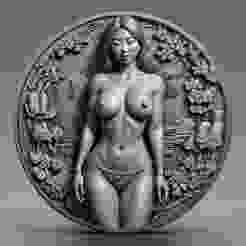 China girl coin token wall art