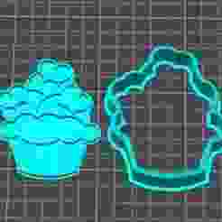 Cupcake Cookie Cutter with Hearts
