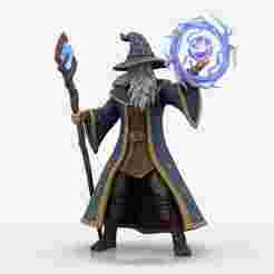 Dynamic Human Mage Casting Spell - Arcane Fantasy RPG Miniature 3D Print File