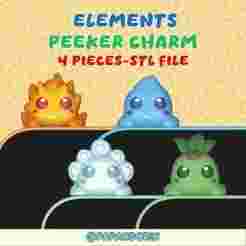 Elements cute Peeker Charm (hippers) set for smartphone, tablet and kindle 4 pieces