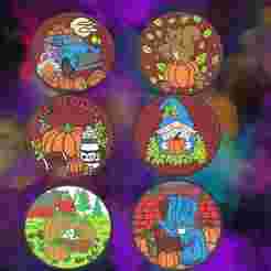 Fall Circle with 6  Inserts Freshie STL File