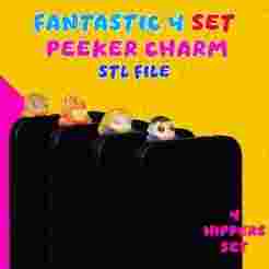 fantastic 4 cute peeker charm (hippers) for smarthphone, tablet and kindle