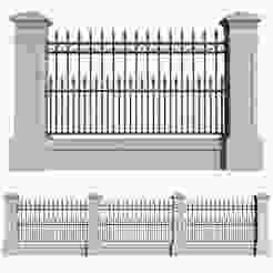 Fence in classic style with wrought iron railing.Entrance to the house.Wrought Iron Entry Gate