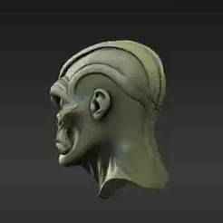 Futuristic Reptilian Alien Headsculpt for 6-7 Inch Action Figures - Custom Sci-Fi Warrior Replacement Part