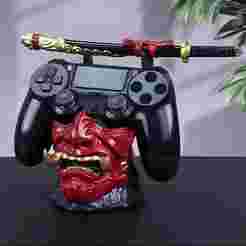 Katana & Oni Mask Controller Stand - AMS-Compatible Multicolor Printable 3D Model 🎮🗡️