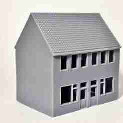 Modular European Row House – 3D Printable Semi-Detached Model for Dioramas & Model Railroads  (N Scale)