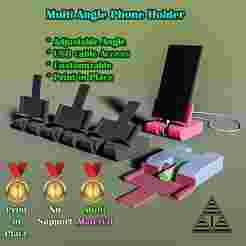 MULTI ANGLE PHONE HOLDER – Print-in-Place | No Supports | Adjustable | 3D Printable Model
