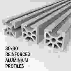 Printable 3030 Reinforced Aluminum Profile – 1, 2 & 3 Slot T-Slot Beams, European Standard (50 to 500mm)