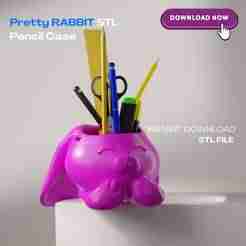 Rabbit Pencil Case for desk STL File | 3D Printable Model for Home & Desk Decor, Ready-to-Print 3D Model for children Gifts,Child Decoration