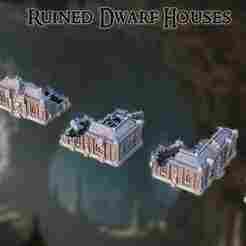 Ruined Dwarf Houses 28 mm Tabletop Terrain